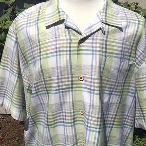 Tommy Bahama, Green plaid short sleeve XL